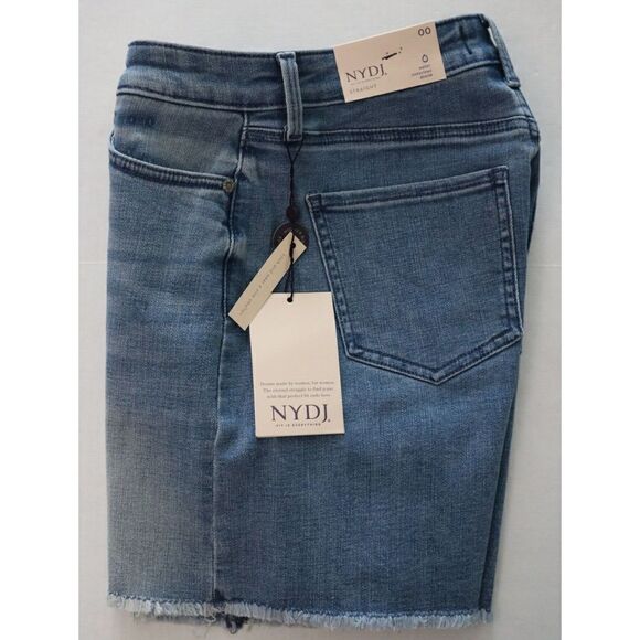 NYDJ MGTBSH8181 Women's Sz 00 Blue Everly High Rise A-Line Fray Hem Shorts $69 - Picture 4 of 7